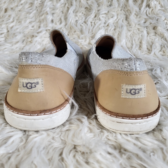 UGG Adley Perf Stardust Leather Sneaker Comfort Slip-On Shoe Silver Womens 10 - Picture 5 of 8